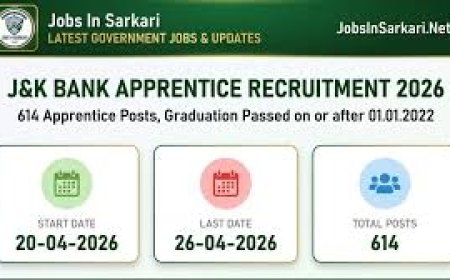 J&K Bank Announces 614 Apprentice Vacancies