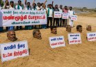 Tamil Nadu: Farmers staged a symbolic sand-burial protest as the Cauvery water dispute intensified. Political developments, including bypoll vote counting, are also in focus.